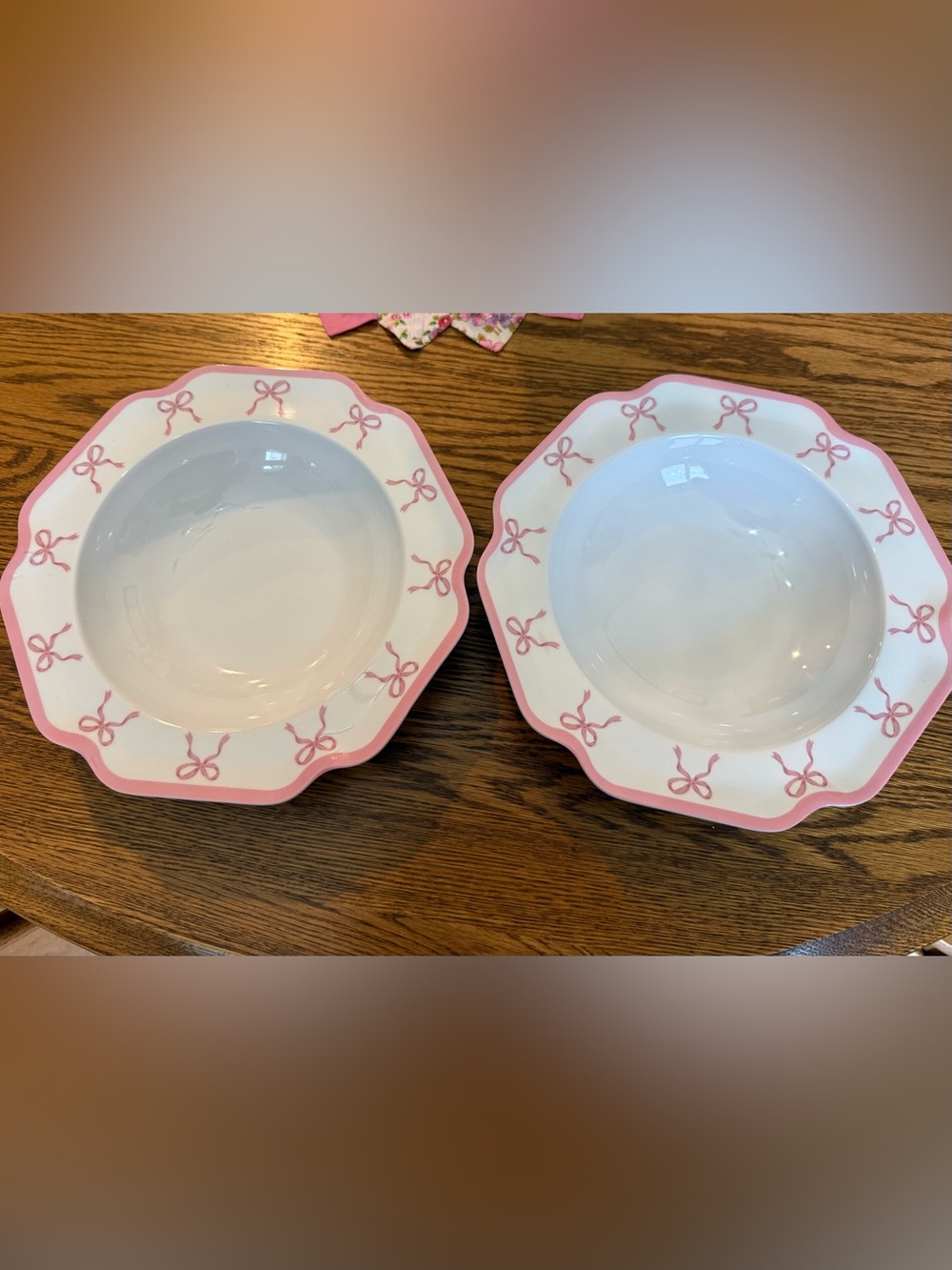Shabby Chic Pink Bow Melamine Bowls - Set of 2